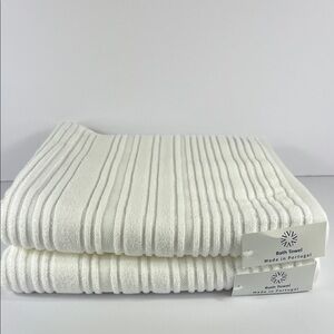 2 Pc Villafelpos Bath Towel Set White Luxury Soft Absorbent Made In Portugal NEW